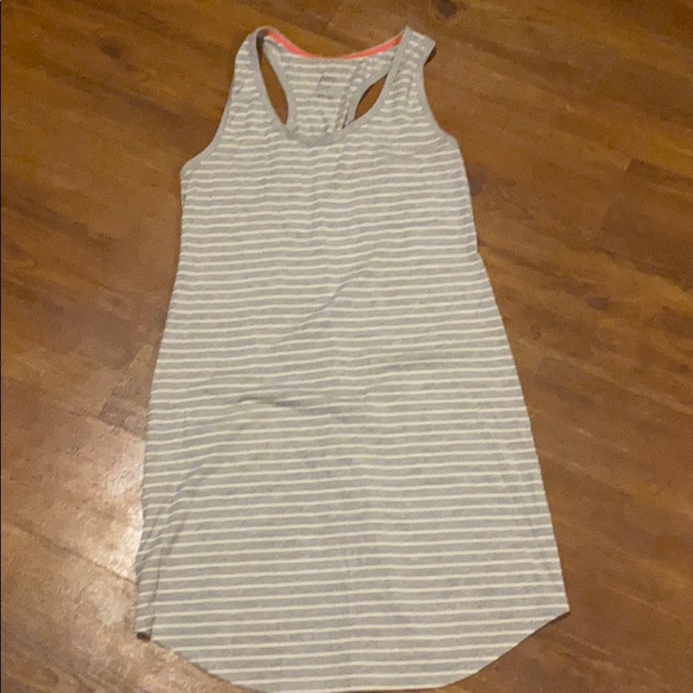 Soft gray and white striped pajama tank